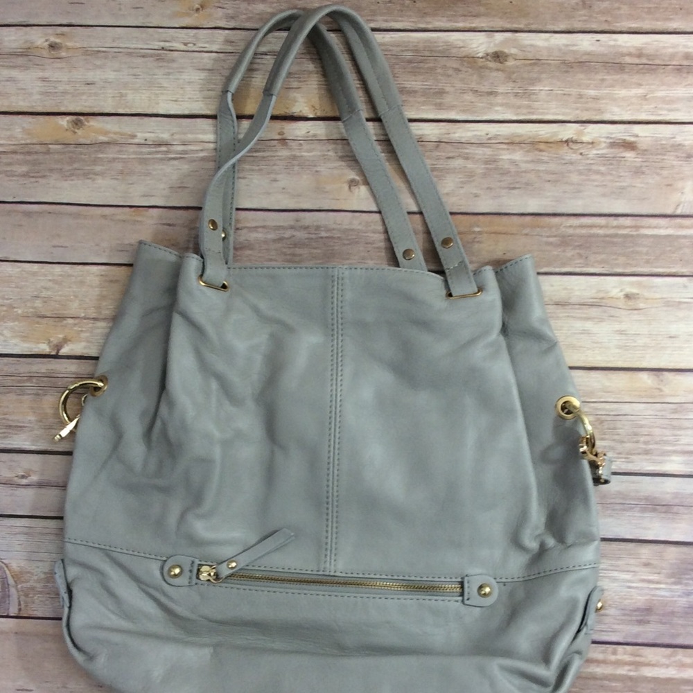 Leather Gray Tote Crossbody NWT